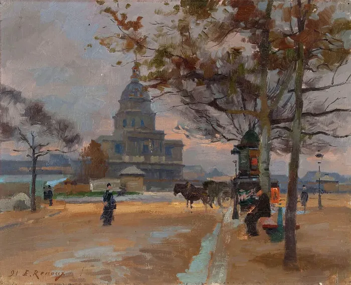Framed Print : Le Dôme des Invalides vu depuis l'avenue de Ségur, 1914. Creator: Jules Ernest Renoux Framed Print : Le Dôme des Invalides vu depuis l'avenue de Ségur, 1914. Creator: Jules Ernest Renoux