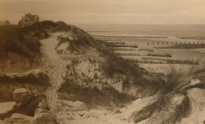 Framed Print : Le Dunes et la Plage, (Sand Dunes and Beach), c1900. Creator: Unknown Framed Print : Le Dunes et la Plage, (Sand Dunes and Beach), c1900. Creator: Unknown