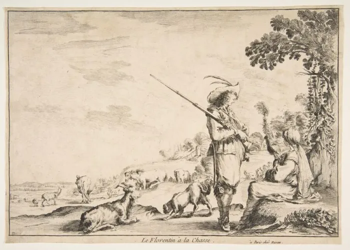 Framed Print : Le Florentin ala chasse, ca. 1654. Creator: Stefano della Bella Framed Print : Le Florentin ala chasse, ca. 1654. Creator: Stefano della Bella