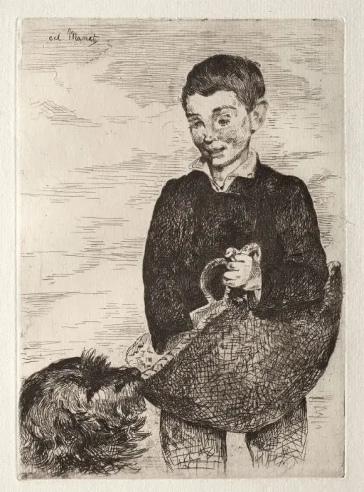 Framed Print : Le gamin au chien, avec le cabas. Creator: Edouard Manet (French, 1832-1883) Framed Print : Le gamin au chien, avec le cabas. Creator: Edouard Manet (French, 1832-1883)