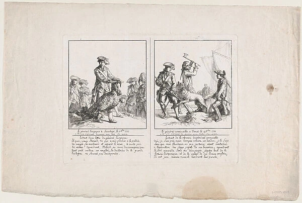Le General Burgoyne aSaratoga, le 17 Octobre, 1777;and Le G... [original 1781] later reprint (?). Creator: Anon