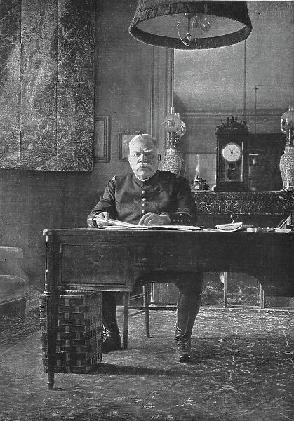 Le general Joffre dans son cabinet de travail, au G. Q. G. ; C'est de cette petite piece... 1916. Creator: Unknown
