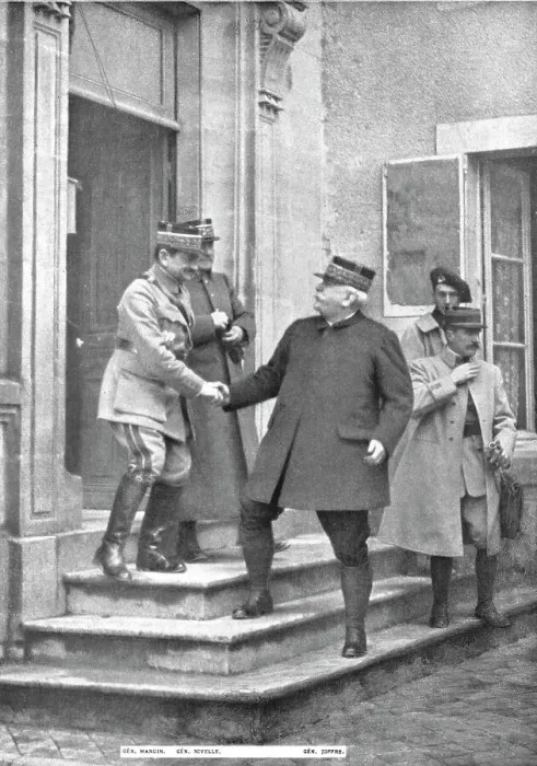 Framed Print : Le general Joffre a l'armee de Verdun; Avec le general Nivelle, commandant d'armee... 1916. Creator: Unknown Framed Print : Le general Joffre a l'armee de Verdun; Avec le general Nivelle, commandant d'armee... 1916. Creator: Unknown