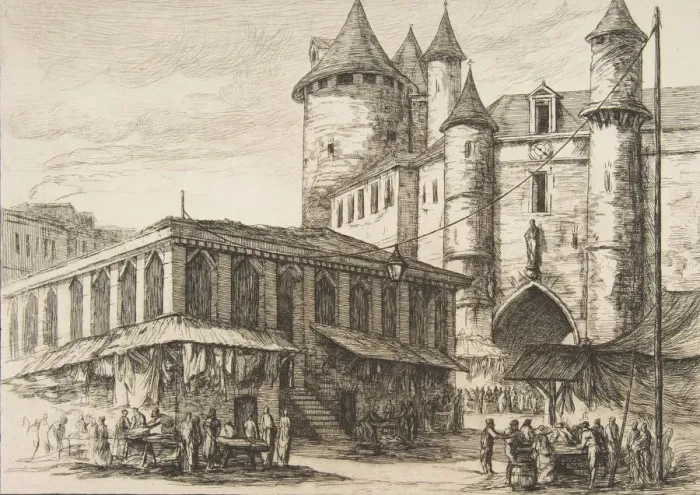 Framed Print : Le Grand Chatelet (Grand Chatelet, Paris circa 1780, after an earlier drawing)