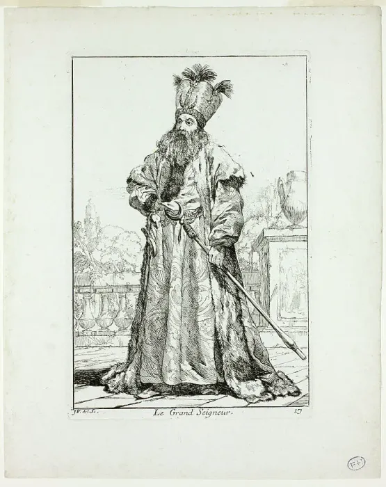 Framed Print : Le Grand Seigneur, plate seventeen from Caravanne du Sultan à la Mecque, 1748. Creator: Joseph-Marie Vien the Elder Framed Print : Le Grand Seigneur, plate seventeen from Caravanne du Sultan à la Mecque, 1748. Creator: Joseph-Marie Vien the Elder