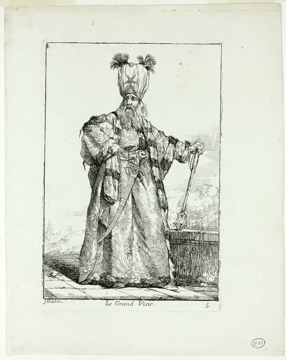 Framed Print : Le Grand Vizir, plate five from Caravanne du Sultan à la Mecque, 1748. Creator: Joseph-Marie Vien the Elder Framed Print : Le Grand Vizir, plate five from Caravanne du Sultan à la Mecque, 1748. Creator: Joseph-Marie Vien the Elder