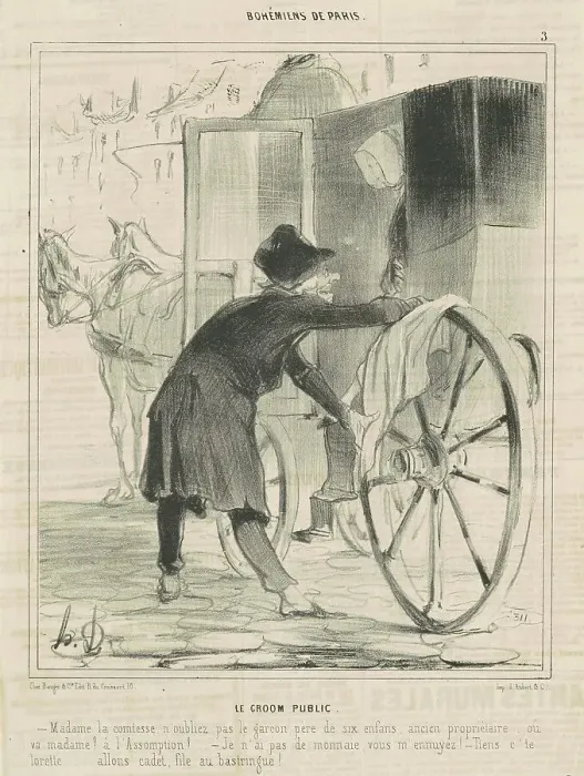 Framed Print : Le groom public, 19th century. Creator: Honore Daumier Framed Print : Le groom public, 19th century. Creator: Honore Daumier