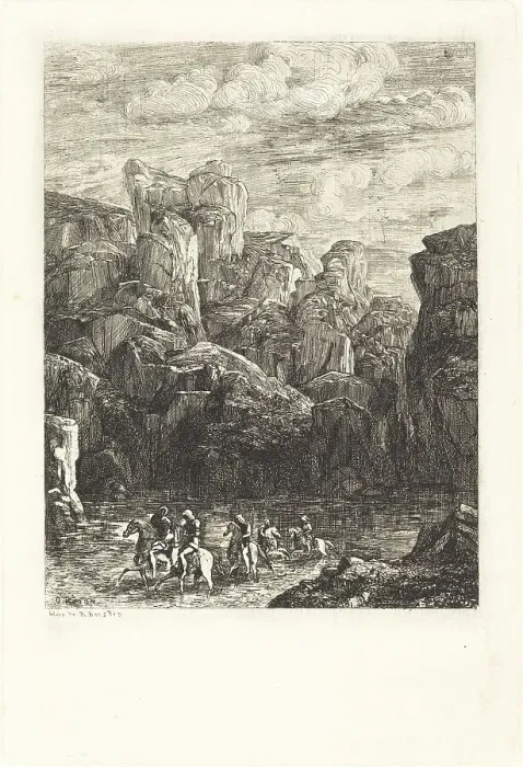 Framed Print : Le Gue (The Ford), 1865. Creator: Odilon Redon Framed Print : Le Gue (The Ford), 1865. Creator: Odilon Redon