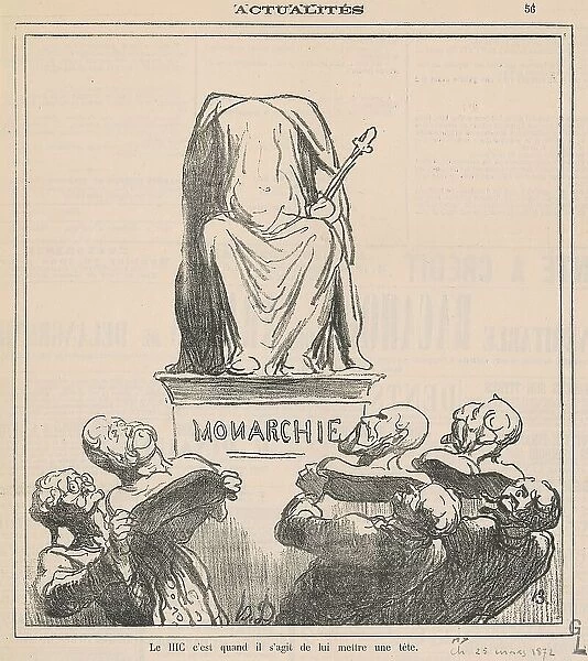Le hic c'est quand il s'agit de lui mettre une tête, 19th century. Creator: Honore Daumier