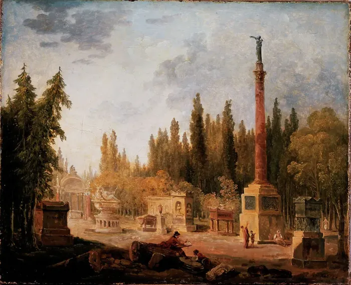Framed Print : Le Jardin du Musée des monuments français, ancien couvent des Petits-Augustins, 1803. Creator: Hubert Robert Framed Print : Le Jardin du Musée des monuments français, ancien couvent des Petits-Augustins, 1803. Creator: Hubert Robert