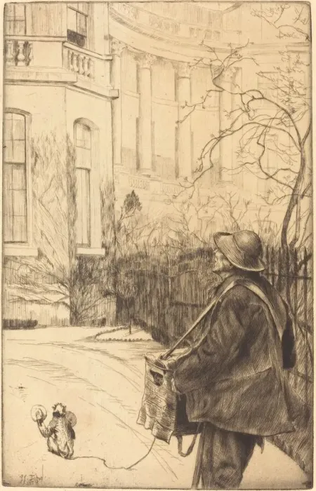 Framed Print : Le joueur d orgue (The Organ Grinder), 1878. Creator: James Tissot Framed Print : Le joueur d orgue (The Organ Grinder), 1878. Creator: James Tissot