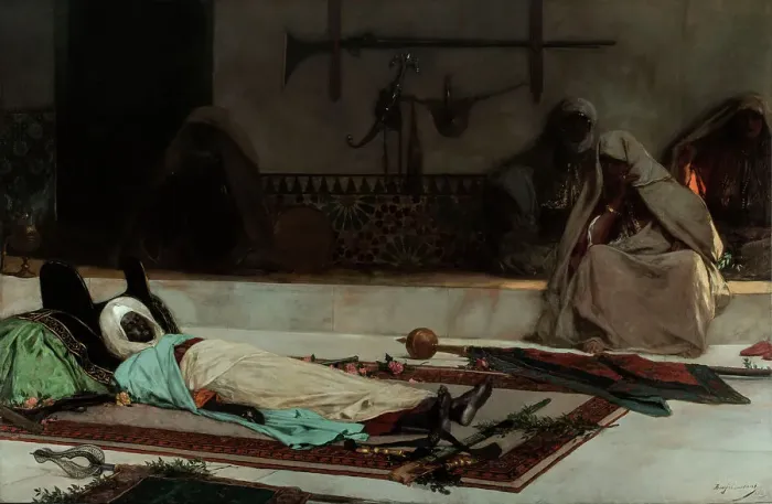 Framed Print : Le jour des funérailles - Scène du Maroc, 1889. Creator: Jean Joseph Benjamin Constant Framed Print : Le jour des funérailles - Scène du Maroc, 1889. Creator: Jean Joseph Benjamin Constant