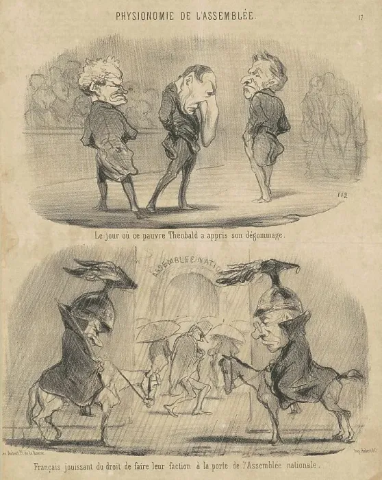Framed Print : Le jour ou... Théobald a appris son dégommage, 19th century. Creator: Honore Daumier Framed Print : Le jour ou... Théobald a appris son dégommage, 19th century. Creator: Honore Daumier