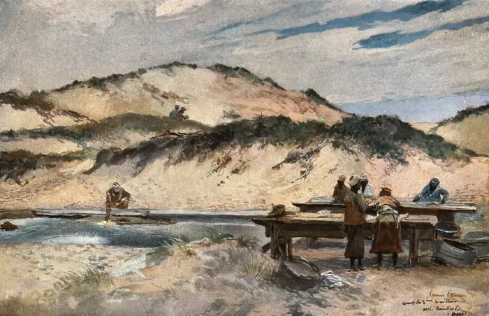 Framed Print : Le Lavoir du 3e Tirailleurs tunisiens a Oost-Duinkerke. c1915. Creator: Unknown Framed Print : Le Lavoir du 3e Tirailleurs tunisiens a Oost-Duinkerke. c1915. Creator: Unknown