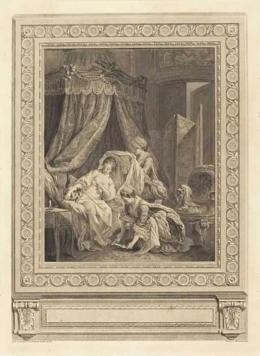 Framed Print : Le lever, 1771. Creator: Jean Massard Framed Print : Le lever, 1771. Creator: Jean Massard