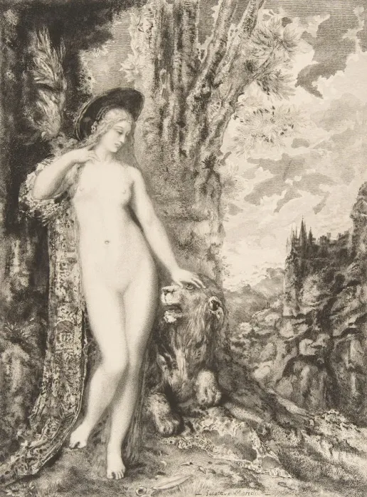Framed Print : Le Lion amoureux, 1886. Creator: Felix Bracquemond Framed Print : Le Lion amoureux, 1886. Creator: Felix Bracquemond
