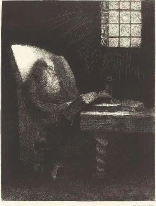 Framed Print : Le Liseur (The reader), 1892. Creator: Odilon Redon Framed Print : Le Liseur (The reader), 1892. Creator: Odilon Redon