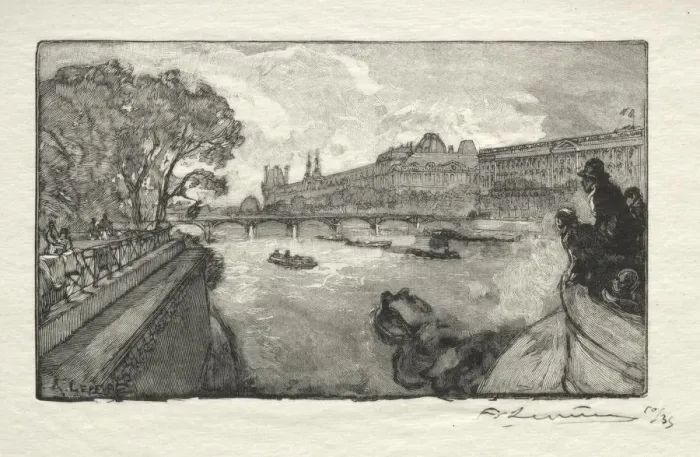Framed Print : Le Louvre, vu du Pont Neuf, 1890. Creator: Auguste Louis Lepere (French, 1849-1918) Framed Print : Le Louvre, vu du Pont Neuf, 1890. Creator: Auguste Louis Lepere (French, 1849-1918)