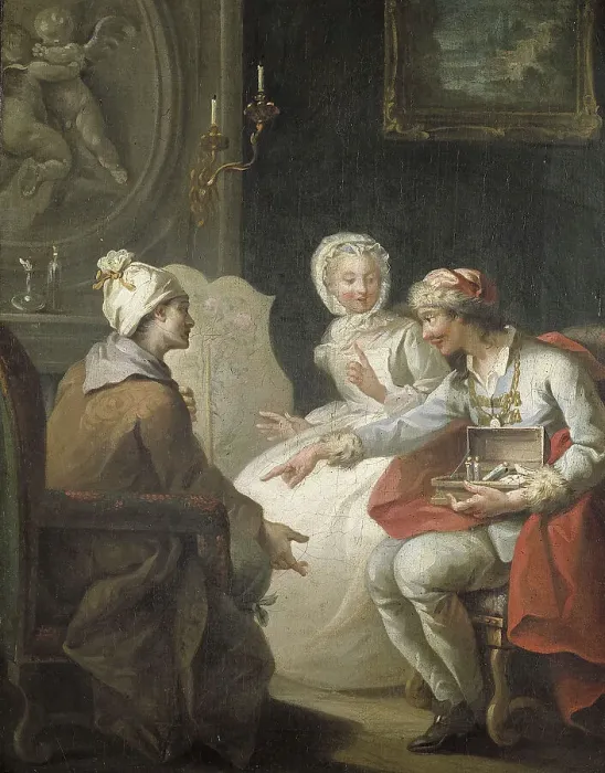 Framed Print : Le Marchand d'orviétan ou l'opérateur Barri, c.1743. Creator: Etienne Jeaurat Framed Print : Le Marchand d'orviétan ou l'opérateur Barri, c.1743. Creator: Etienne Jeaurat