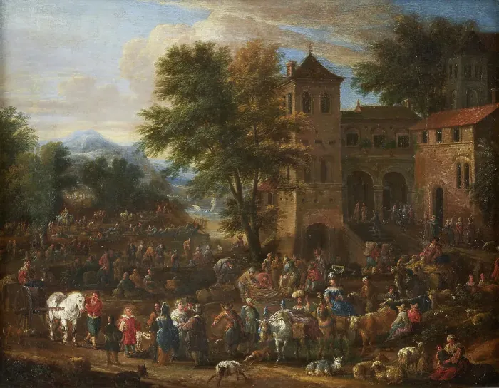Framed Print : Le marché, between 1670 and 1700. Creator: Mathys Schoevaerdts Framed Print : Le marché, between 1670 and 1700. Creator: Mathys Schoevaerdts