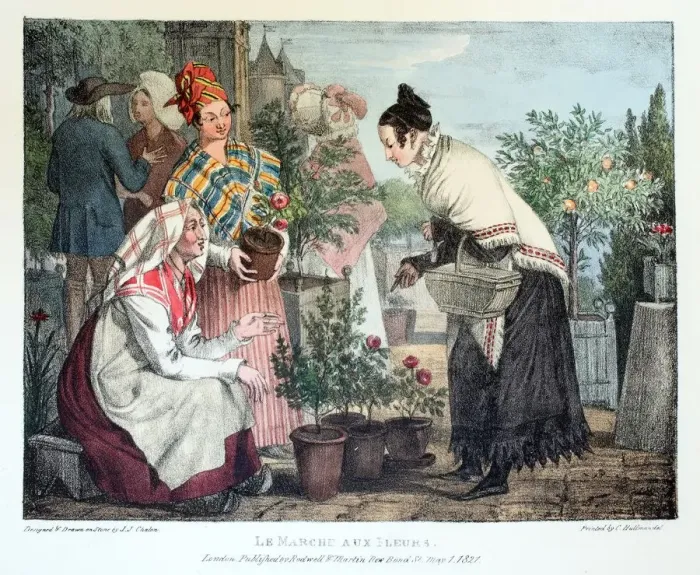 Framed Print : Le Marche aux Fleurs, 1820 Framed Print : Le Marche aux Fleurs, 1820