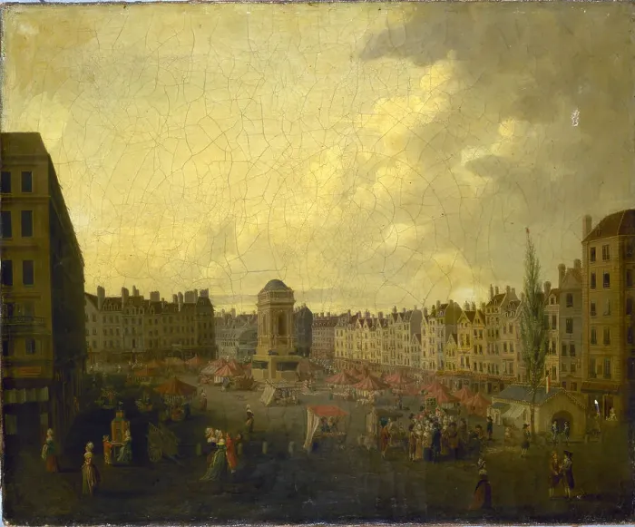 Framed Print : Le marché des Innocents, vers 1791, c1791. Creator: Pierre-Joseph Lafontaine Framed Print : Le marché des Innocents, vers 1791, c1791. Creator: Pierre-Joseph Lafontaine