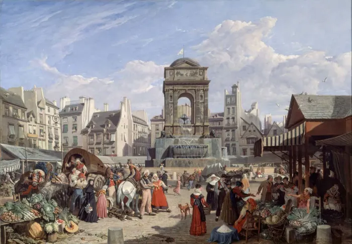 Framed Print : Le Marche et la fontaine des Innocents, 1822 Framed Print : Le Marche et la fontaine des Innocents, 1822