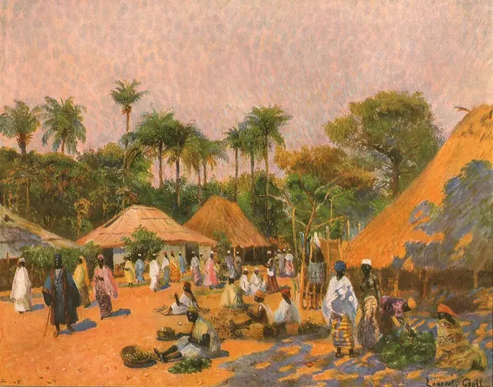 Framed Print : Le marche indigene de Konakry. D'apres le tableau de Laurent Gsell; L'Ouest Africain, 1914. Creator: Unknown Framed Print : Le marche indigene de Konakry. D'apres le tableau de Laurent Gsell; L'Ouest Africain, 1914. Creator: Unknown