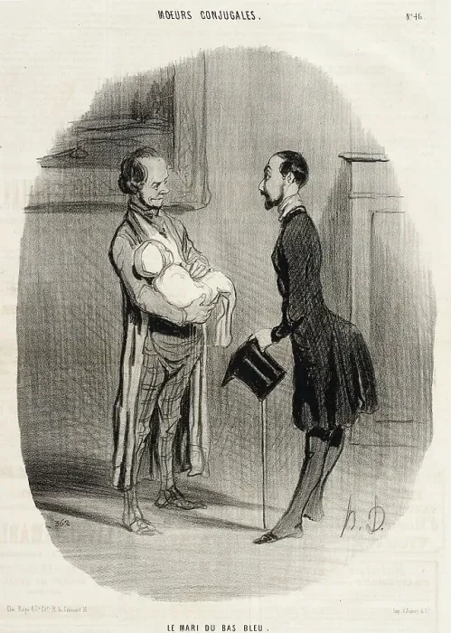 Framed Print : Le Mari du bas-bleu... 1842. Creator: Honore Daumier Framed Print : Le Mari du bas-bleu... 1842. Creator: Honore Daumier
