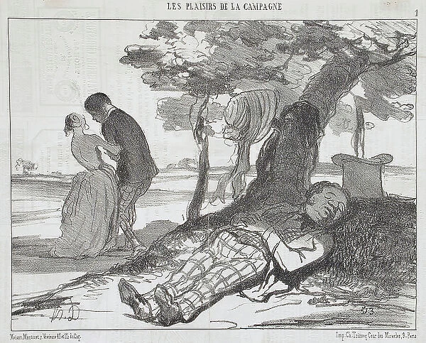 Le mari s'assoupissant, 1853. Creator: Honore Daumier