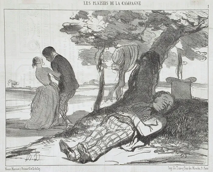 Framed Print : Le mari s'assoupissant, 1853. Creator: Honore Daumier Framed Print : Le mari s'assoupissant, 1853. Creator: Honore Daumier