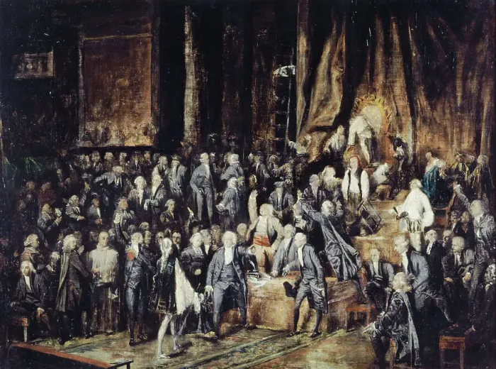 Framed Print : Le marquis de Deux-Brézé et Mirabeau, le 23 juin 1789, (1831). Creator: Paul Marc Joseph Chenavard Framed Print : Le marquis de Deux-Brézé et Mirabeau, le 23 juin 1789, (1831). Creator: Paul Marc Joseph Chenavard
