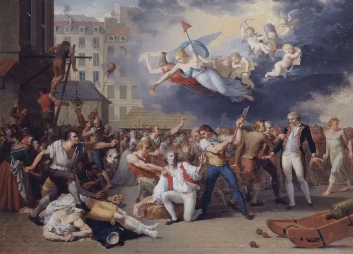 Framed Print : Le marquis de Pelleport (1754-1807) tente, en vain, de sauver le major de la Bastille...juillet 1789 Creator: Charles Thevenin Framed Print : Le marquis de Pelleport (1754-1807) tente, en vain, de sauver le major de la Bastille...juillet 1789 Creator: Charles Thevenin