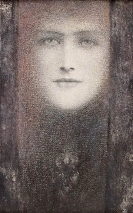 Framed Print : Le masque au rideau noir, 1892. Creator: Khnopff, Fernand (1858-1921) Framed Print : Le masque au rideau noir, 1892. Creator: Khnopff, Fernand (1858-1921)