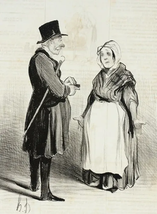 Framed Print : Le Médecin et la garde malade, 1840. Creator: Honore Daumier Framed Print : Le Médecin et la garde malade, 1840. Creator: Honore Daumier