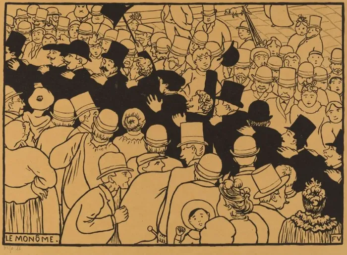 Framed Print : Le Monome (Parading through the Streets in Single File), 1893