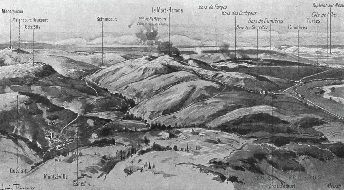 Framed Print : Le Mort-Homme ( 9 avril 1916); et le panarama qui s'etend de Montfaucon a la rive gauche... 1916. Creator: Unknown Framed Print : Le Mort-Homme ( 9 avril 1916); et le panarama qui s'etend de Montfaucon a la rive gauche... 1916. Creator: Unknown