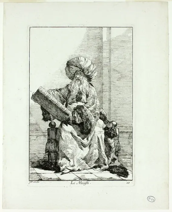 Framed Print : Le Moufti, plate ten from Caravanne du Sultan à la Mecque, 1748. Creator: Joseph-Marie Vien the Elder