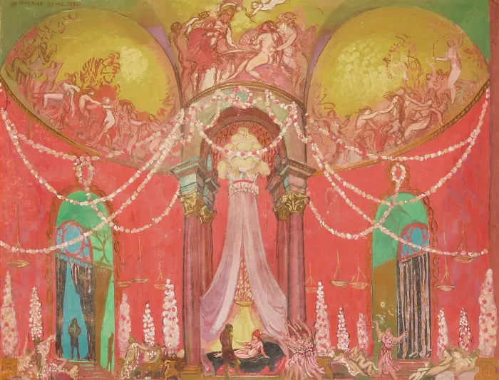 Framed Print : Le Palais de la Reine de Volupte. Set design for the Opera 'La legende de Saint-Christophe'... 1920 Creator: Denis, Maurice (1870-1943) Framed Print : Le Palais de la Reine de Volupte. Set design for the Opera 'La legende de Saint-Christophe'... 1920 Creator: Denis, Maurice (1870-1943)