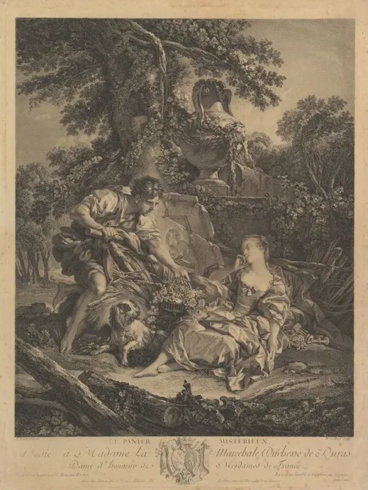 Framed Print : Le Panier Misterieux (The Mysterious Basket), 18th century. Creator: Rene Gaillard Framed Print : Le Panier Misterieux (The Mysterious Basket), 18th century. Creator: Rene Gaillard