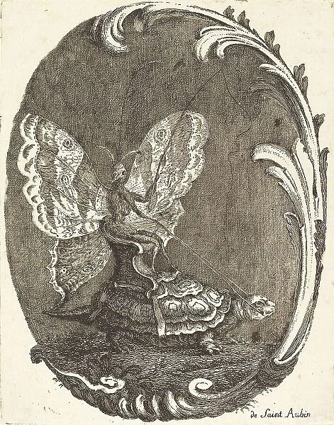 Le Papillon et la Tortue (The Butterfly and the Turtle), in or after 1756. Creator: Charles-Germain de Saint-Aubin