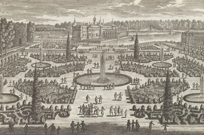 Framed Print : Le Parterre de l Orangerie de Chantilly, 1680s. 1680s. Creator: Adam Perelle Framed Print : Le Parterre de l Orangerie de Chantilly, 1680s. 1680s. Creator: Adam Perelle