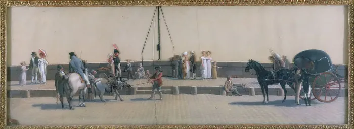 Framed Print : Le passage du pont Royal, c1800. Creator: Louis Leopold Boilly Framed Print : Le passage du pont Royal, c1800. Creator: Louis Leopold Boilly