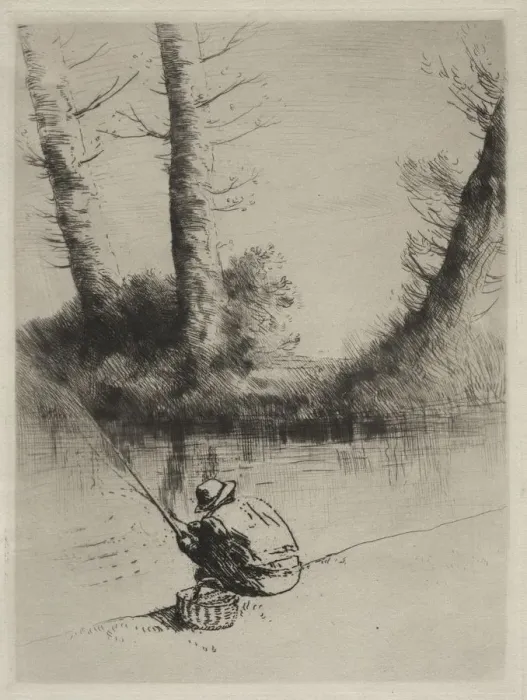 Framed Print : Le Pecheur a la Ligne. Creator: Alphonse Legros (French, 1837-1911) Framed Print : Le Pecheur a la Ligne. Creator: Alphonse Legros (French, 1837-1911)