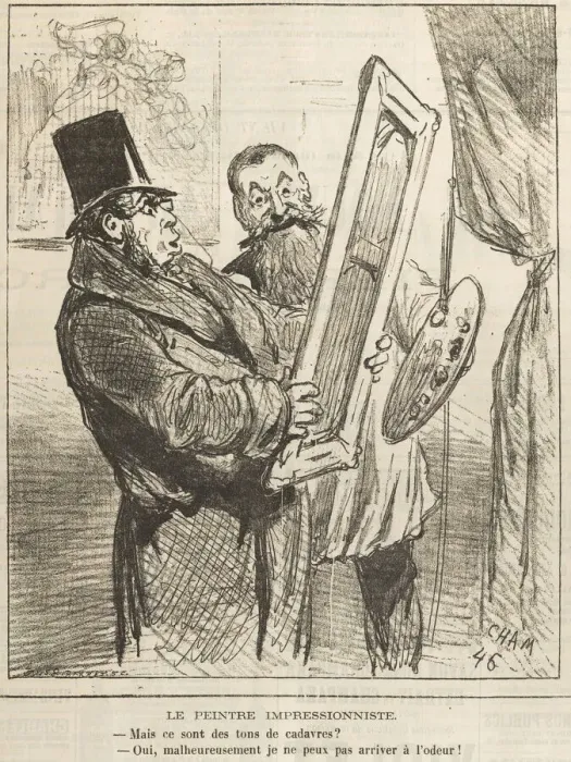 Framed Print : Le peintre impressionniste: Mais ce sont des tons de cadavre?'... 1877 Framed Print : Le peintre impressionniste: Mais ce sont des tons de cadavre?'... 1877