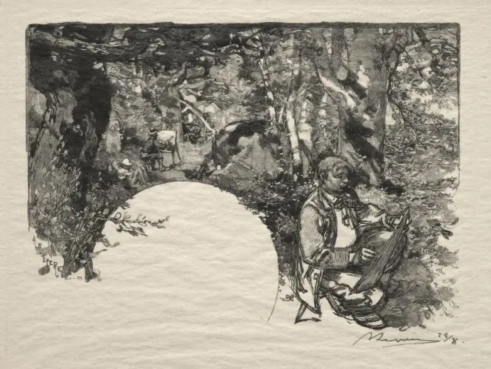 Framed Print : Le Peintres, 1890. Creator: Auguste Louis Lepere (French, 1849-1918) Framed Print : Le Peintres, 1890. Creator: Auguste Louis Lepere (French, 1849-1918)