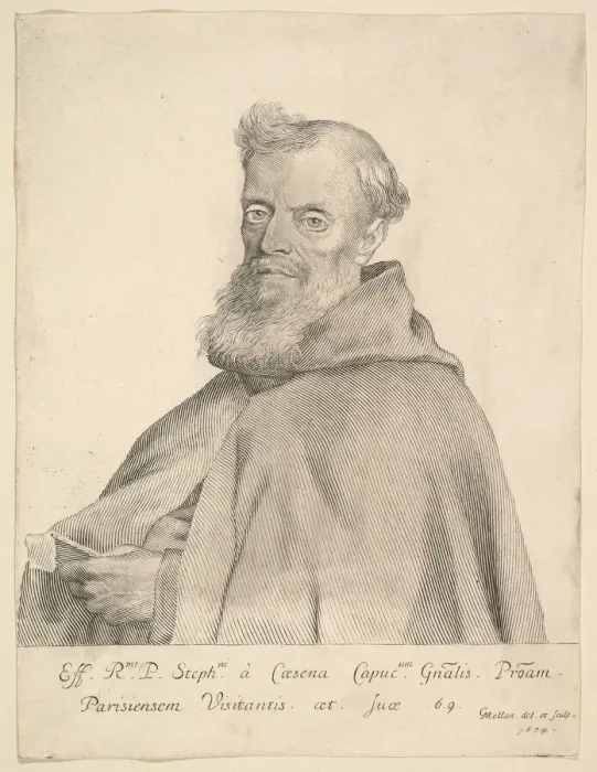 Framed Print : Le Pere Etienne de Cesena, 1674. Creator: Claude Mellan Framed Print : Le Pere Etienne de Cesena, 1674. Creator: Claude Mellan