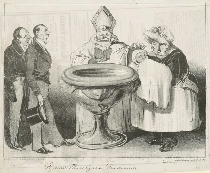 Framed Print : Le Petit Thiers, Baptisé Doctrinaire, 19th century. Creator: Honore Daumier Framed Print : Le Petit Thiers, Baptisé Doctrinaire, 19th century. Creator: Honore Daumier