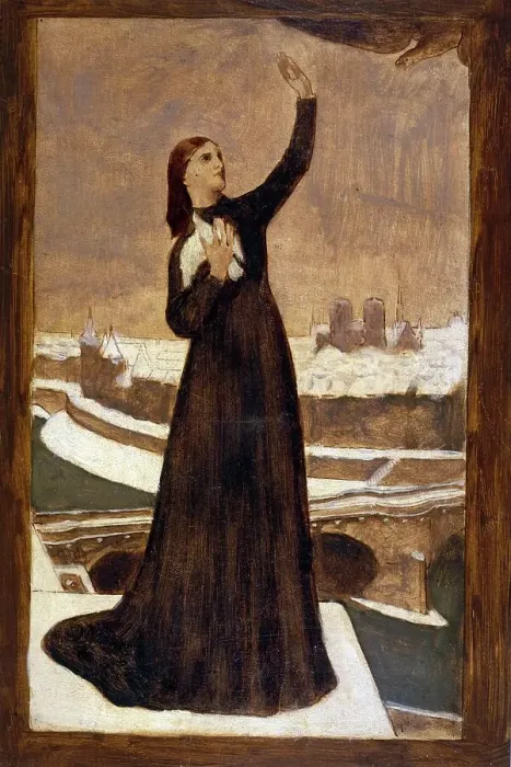 Framed Print : Le Pigeon voyageur ('Echappé à la serre ennemie, le message attendu exalte... between 1870 and 1871 Creator: Pierre Puvis de Chavannes. Le Pigeon voyageur ('Echappé à la serre ennemie, le message attendu exalte) Framed Print : Le Pigeon voyageur ('Echappé à la serre ennemie, le message attendu exalte... between 1870 and 1871 Creator: Pierre Puvis de Chavannes. Le Pigeon voyageur ('Echappé à la serre ennemie, le message attendu exalte)