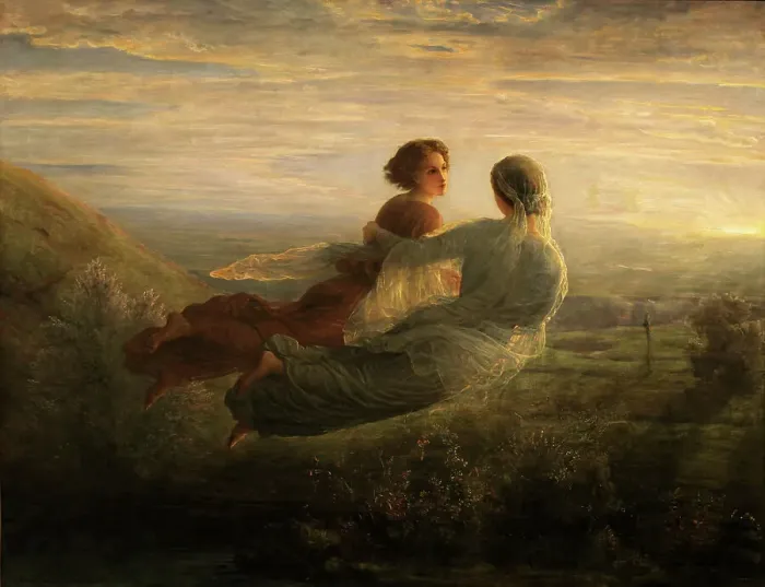 Framed Print : Le Poème de l'âme (Poem of the Soul). Le Vol de l'âme (The flight of the soul), 1854. Creator: Janmot, Louis (1814-1892) Framed Print : Le Poème de l'âme (Poem of the Soul). Le Vol de l'âme (The flight of the soul), 1854. Creator: Janmot, Louis (1814-1892)